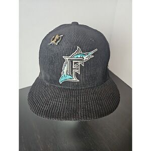 Florida Marlins New Era Black Corduroy Fitted Hat Men's 7 1/2 MLB Cap New W Tags